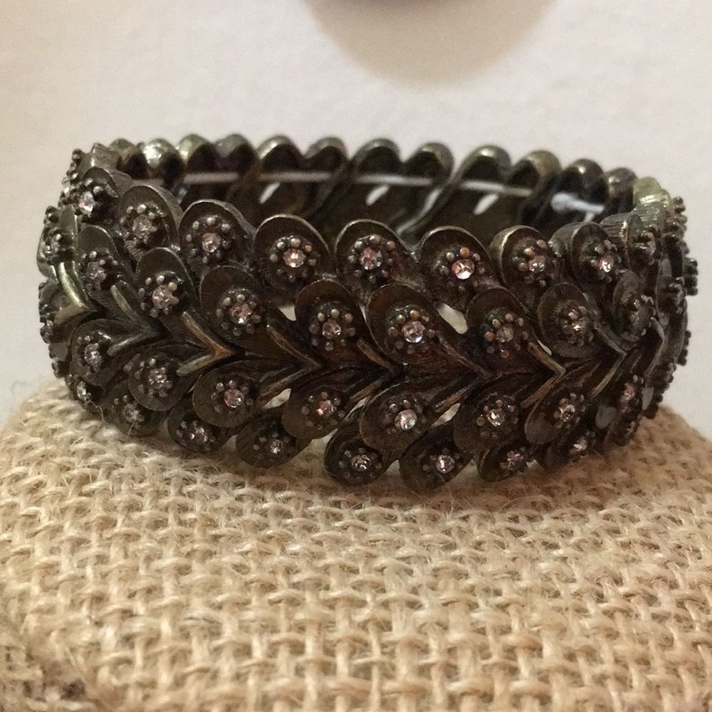 Modern deco stretch crystal bracelet